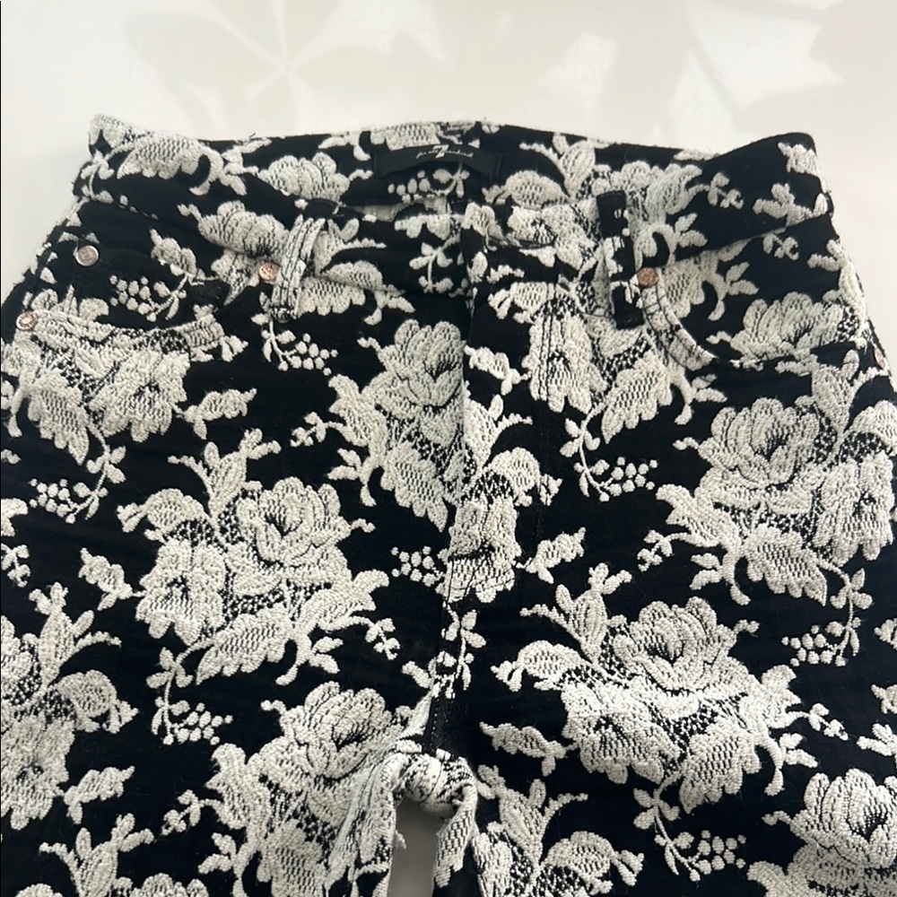 Floral Black and White Women's Jeans